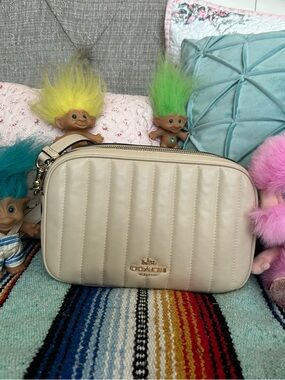 Coach Cream Quilted Leather Crossbody Camera Bag
